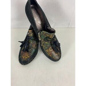 L'Artiste Spring‎ Step Studalena Black Floral Leather Tassel Booties Size 40